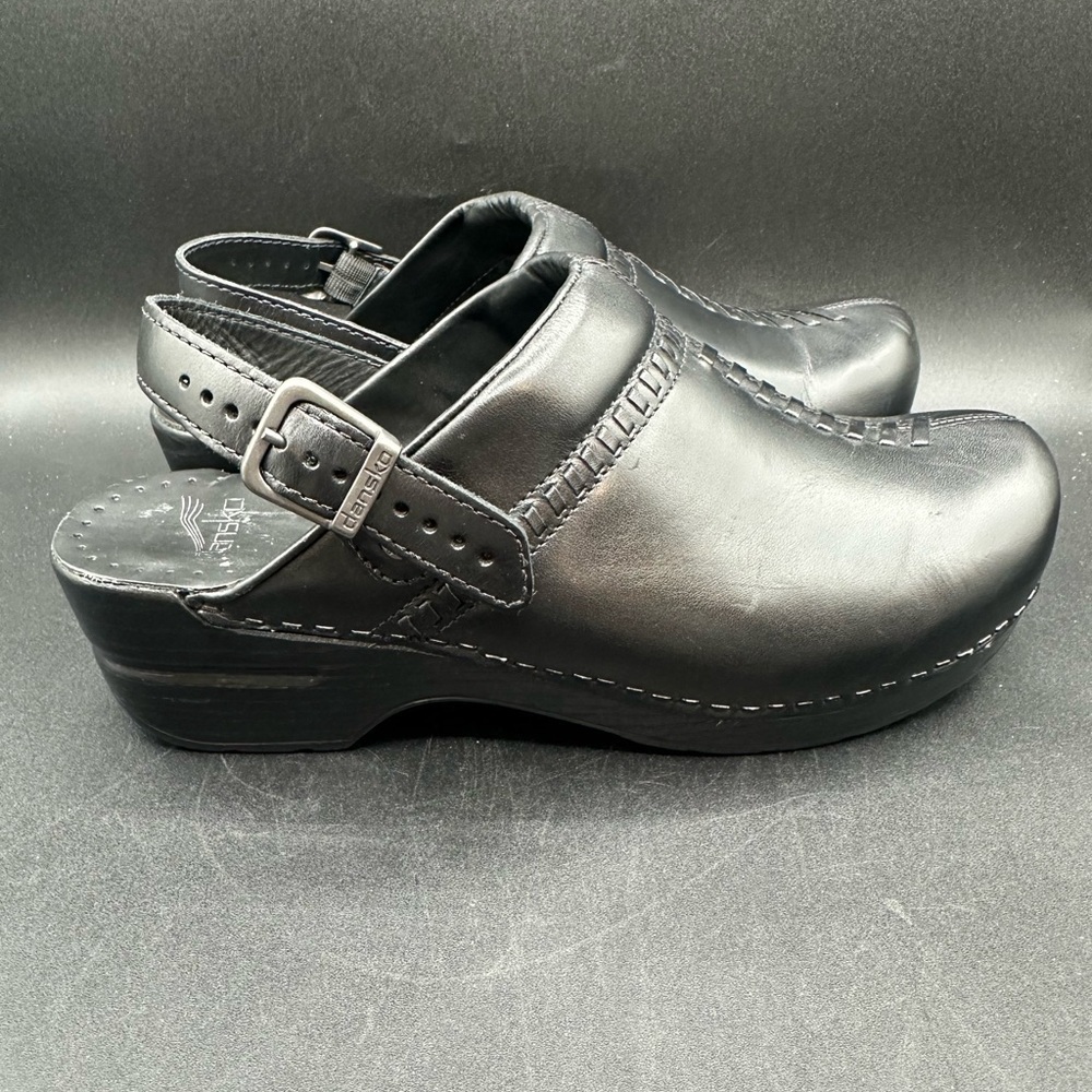Dansko 39 Clogs Ivy Black Leather Slingback or Open Back Slip Ons - Picture 2 of 6